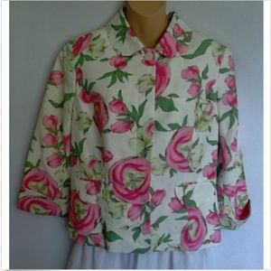 Ann Taylor Loft Dress Jacket Floral Linen Blend